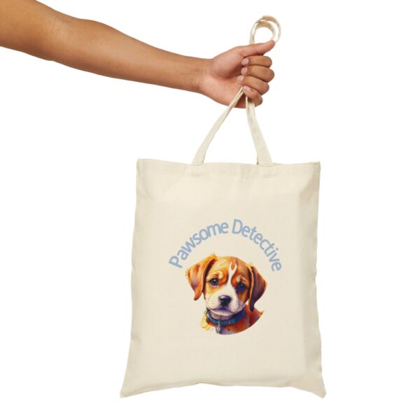 "Beagle on The Case: Pawsome Detective" Cotton Tote Bag - Image 2