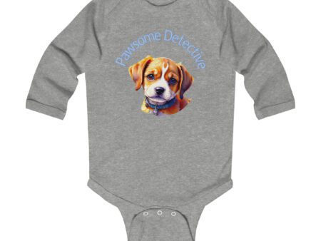 Embark on a whimsical adventure with the “Beagle on The Case: Pawsome Detective” design on this infant bodysuit