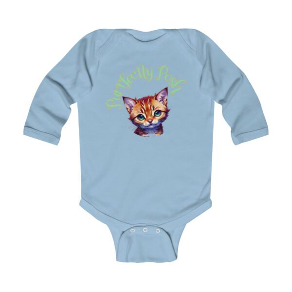 Abyssinian Elegance: “Purrfectly Posh” Infant Long Sleeve Bodysuit - Image 3