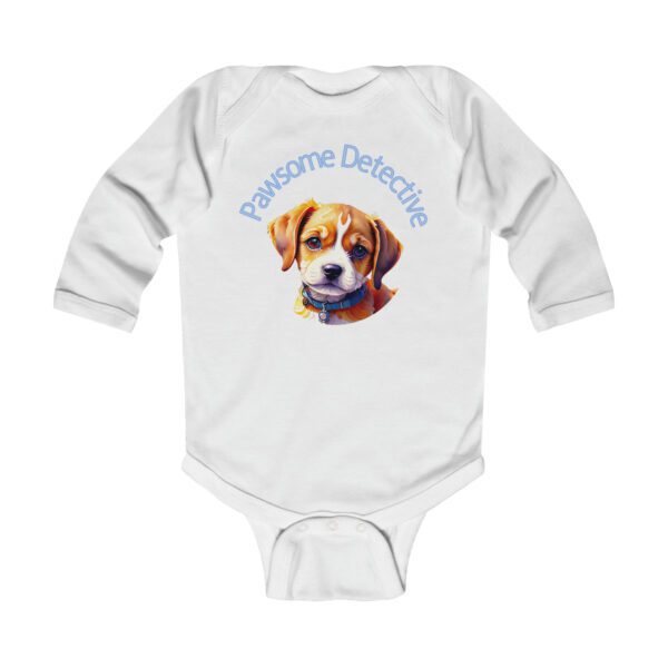 Beagle On The Case:  "Pawsome Detective" Infant Long Sleeve Bodysuit - Image 5