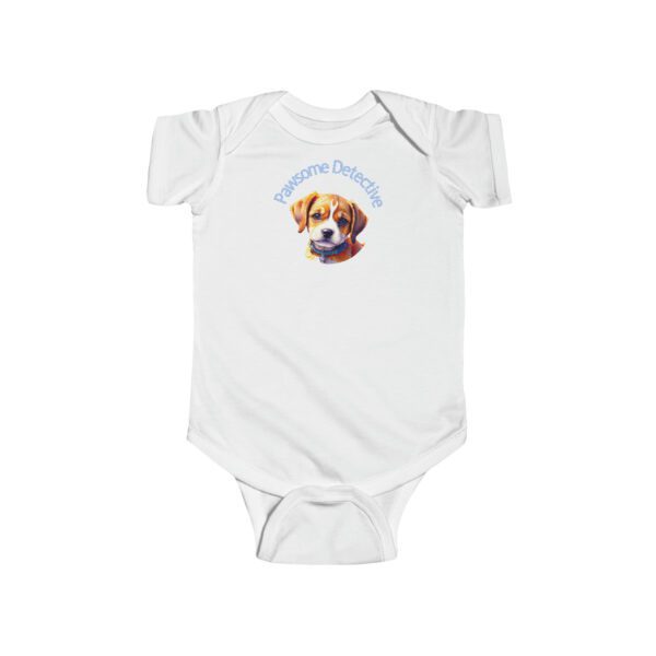 Embark on a whimsical adventure with the "Beagle on The Case: Pawsome Detective" design on this infant bodysuit, be your own detective!