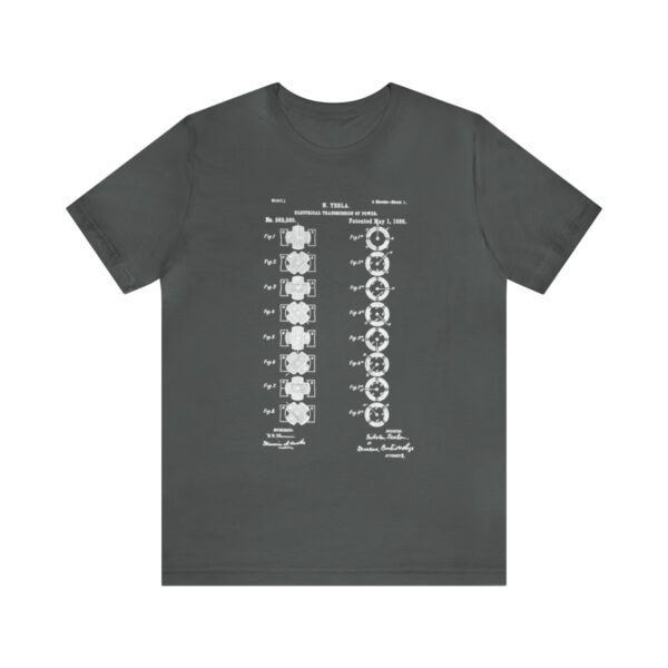 Tesla's Vision: Page 1 of the Polyphase AC Motor Patent Unisex T-shirt - Image 4