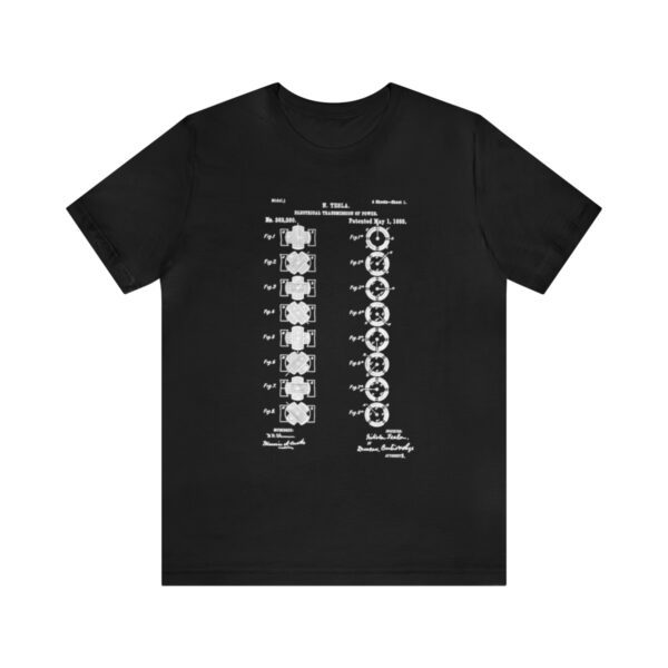 Tesla's Vision: Page 1 of the Polyphase AC Motor Patent Unisex T-shirt - Image 5