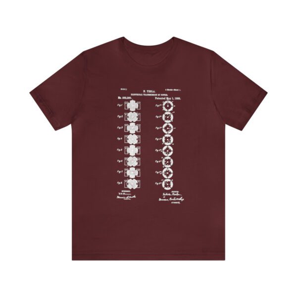 Tesla's Vision: Page 1 of the Polyphase AC Motor Patent Unisex T-shirt - Image 7