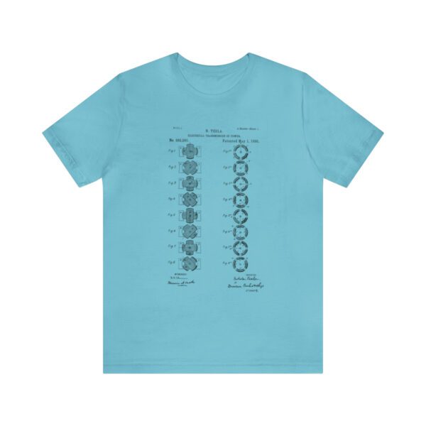 Tesla's Vision: Page 1 of the Polyphase AC Motor Patent Unisex T-shirt - Image 13