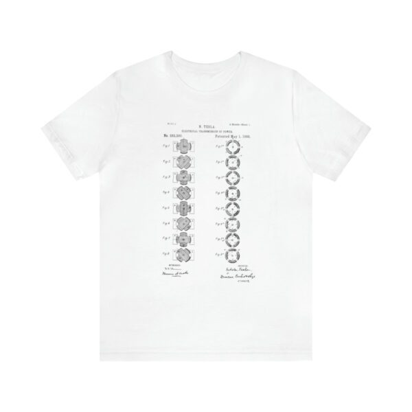 Tesla's Vision: Page 1 of the Polyphase AC Motor Patent Unisex T-shirt - Image 14