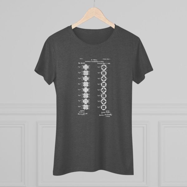 Tesla's Vision: Page 1 of the Polyphase AC Motor Patent Women's Triblend T-shirt - Image 3