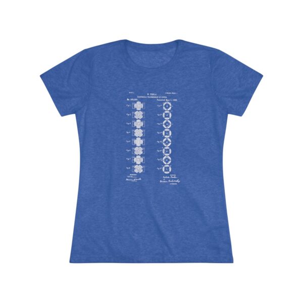 Tesla's Vision: Page 1 of the Polyphase AC Motor Patent Women's Triblend T-shirt - Image 8